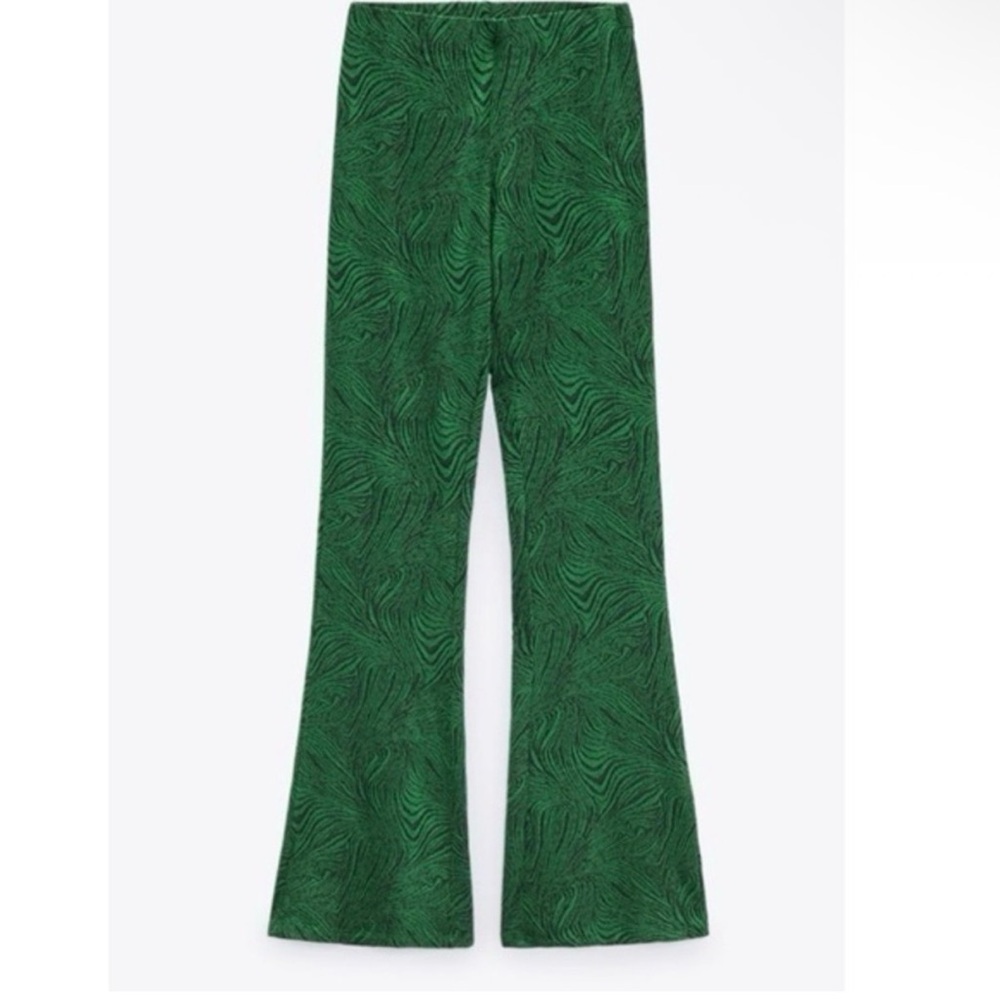Zara Emerald Patterned Flare Pants - Picture 3 of 8